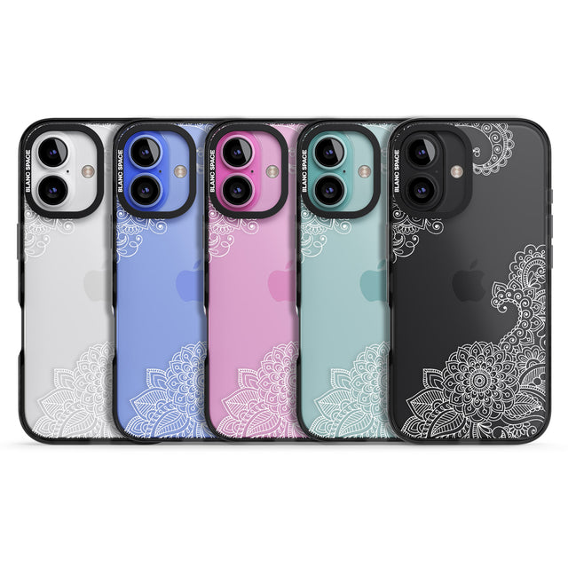 iPhone 16 Pro Max White Henna Botanicals Black Impact Phone Case