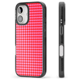 iPhone 16 Pro Max Neon Pink & Red Houndstooth Pattern Black Impact Phone Case