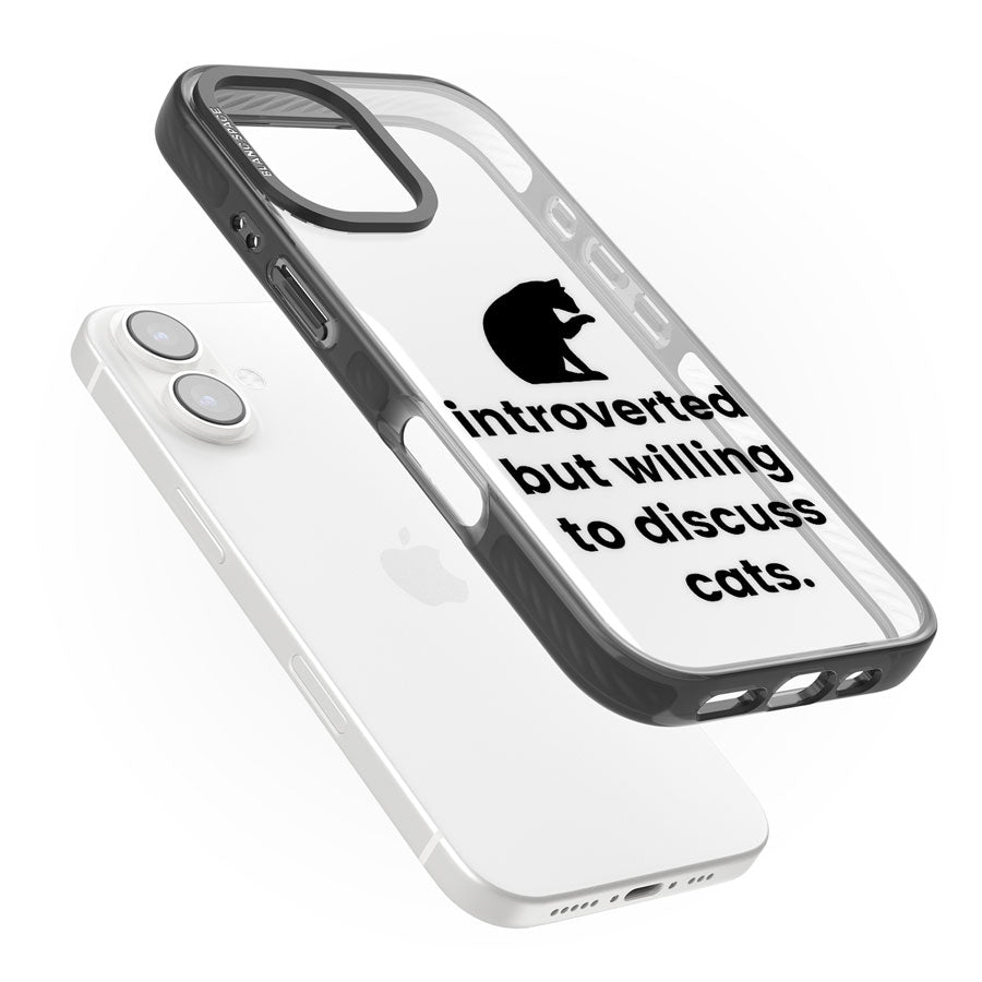 Introverted But Willing To Discuss Cats Black Impact Phone Case for iPhone 16, iPhone 16 Plus