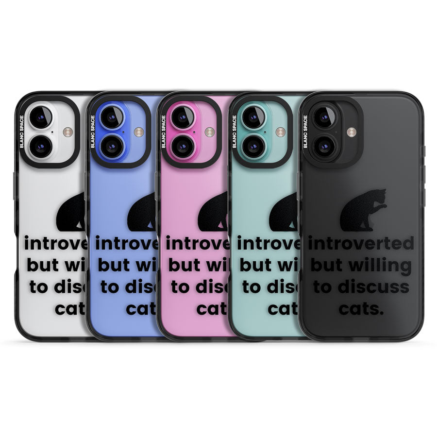 Introverted But Willing To Discuss Cats Black Impact Phone Case for iPhone 16, iPhone 16 Plus