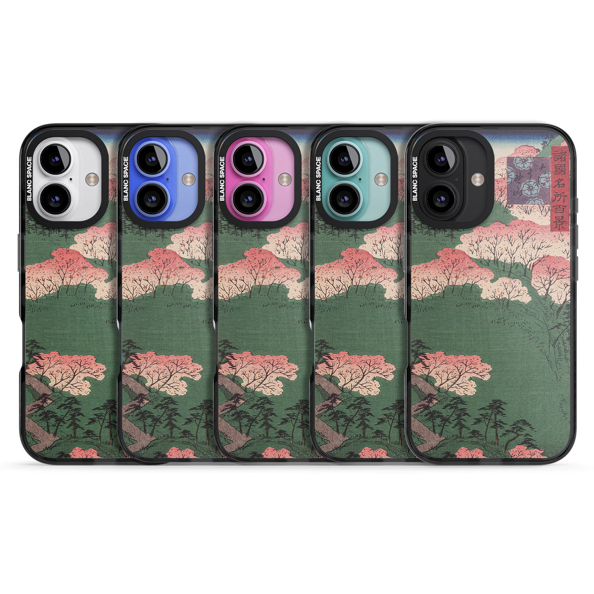 iPhone 16 Pro Max Japanese Illustration Cherry Blossom Forest Black Impact Phone Case