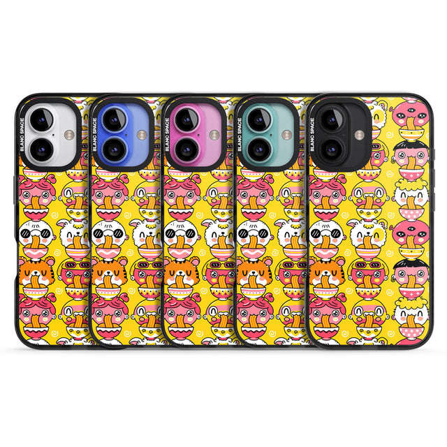 iPhone 16 Pro Max Ramen Noodle Kawaii Pattern Black Impact Phone Case