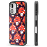 iPhone 16 Pro Max Mushroom Kawaii Pattern Black Impact Phone Case