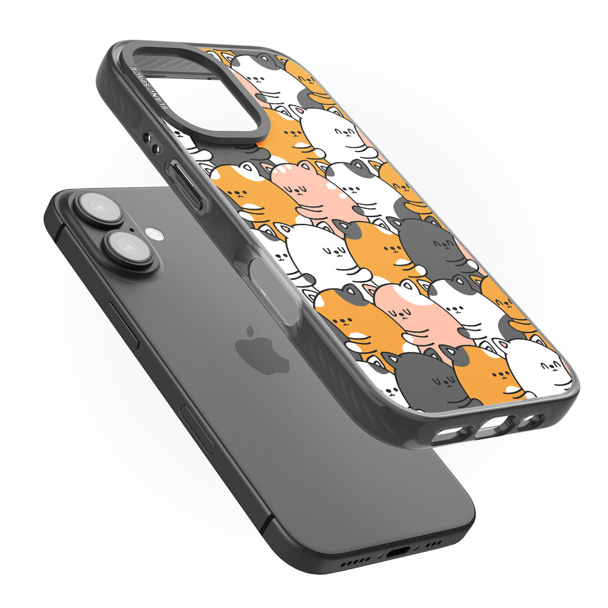 iPhone 16 Pro Max Spooning Cats Kawaii Pattern Black Impact Phone Case