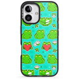 iPhone 16 Pro Max Frog Booty Kawaii Pattern Black Impact Phone Case