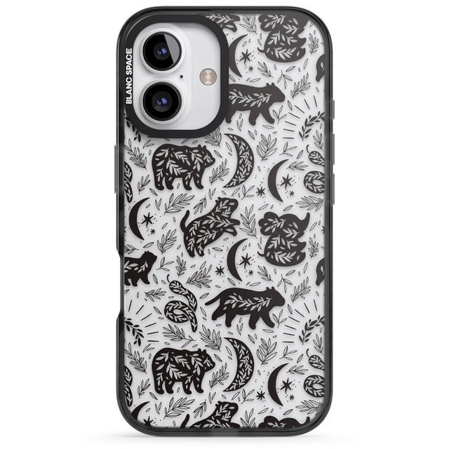 iPhone 16 Pro Max Leafy Bears Black Impact Phone Case