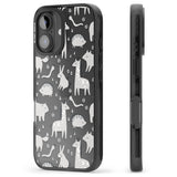 iPhone 16 Pro Max Adorable Mixed Animals Pattern (Clear) Black Impact Phone Case