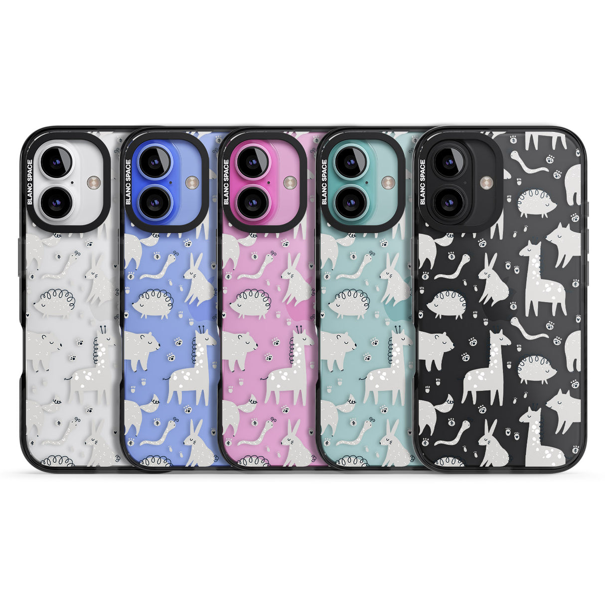 iPhone 16 Pro Max Adorable Mixed Animals Pattern (Clear) Black Impact Phone Case