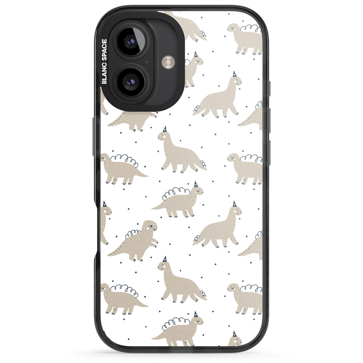 iPhone 16 Pro Max Adorable Dinosaurs Pattern Black Impact Phone Case