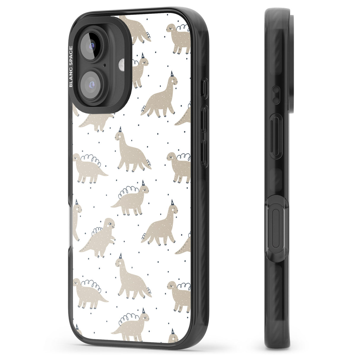 iPhone 16 Pro Max Adorable Dinosaurs Pattern Black Impact Phone Case