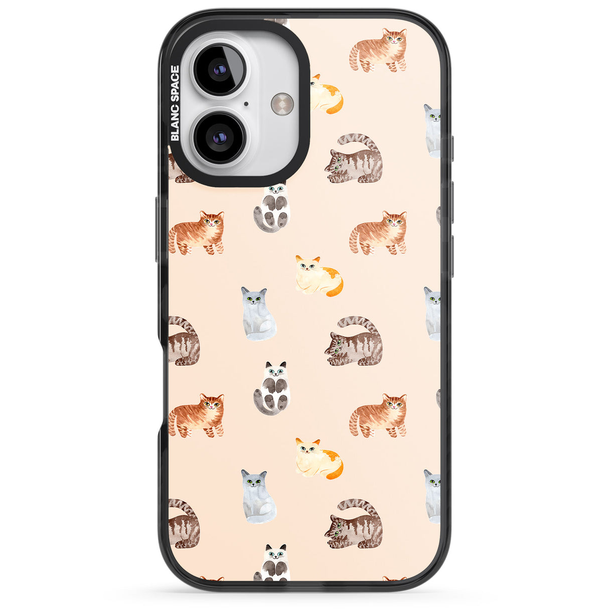 iPhone 16 Pro Max Cute Cat Pattern Black Impact Phone Case