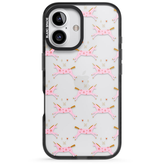 iPhone 16 Pro Max Pink Unicorns Black Impact Phone Case