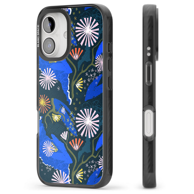 iPhone 16 Pro Max Dark Botanicals Abstract Pattern Black Impact Phone Case