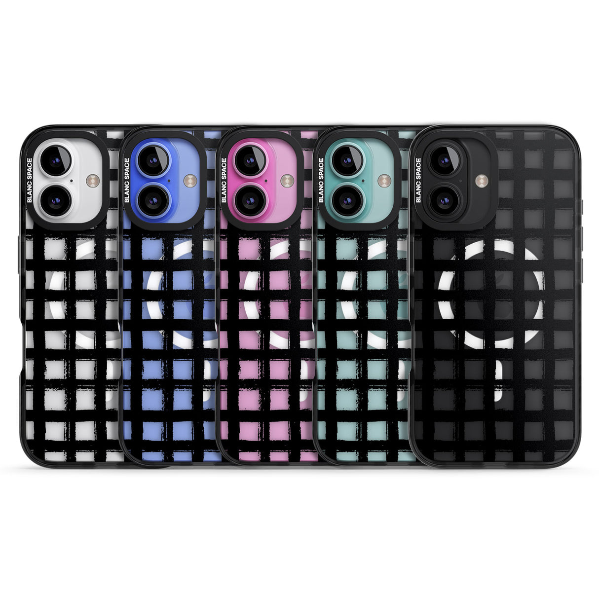 iPhone 16 Pro Max Messy Black Grid - Clear Black Impact Phone Case