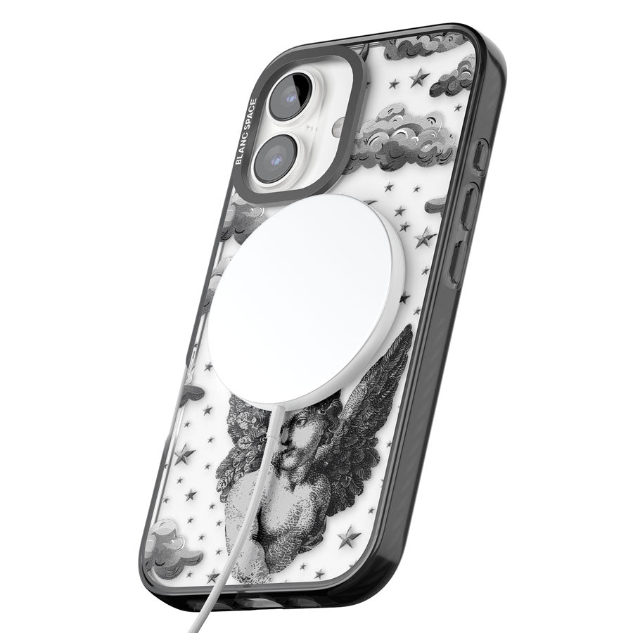 Celestial Cherub Black Impact Magsafe Phone Case for iPhone 16, iPhone 16 Plus