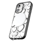 Hand-Drawn Hearts Black Impact Magsafe Phone Case for iPhone 16, iPhone 16 Plus