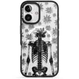 Skeleton Flower Black Impact Magsafe Phone Case for iPhone 16, iPhone 16 Plus