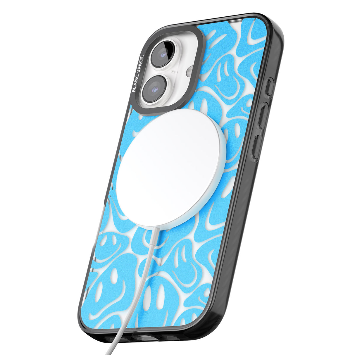 iPhone 16 Pro Max Blue Acid Faces Black Impact Phone Case