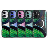 iPhone 16 Pro Max Green & Navy Gemstone Crystal Clear Design Black Impact Phone Case