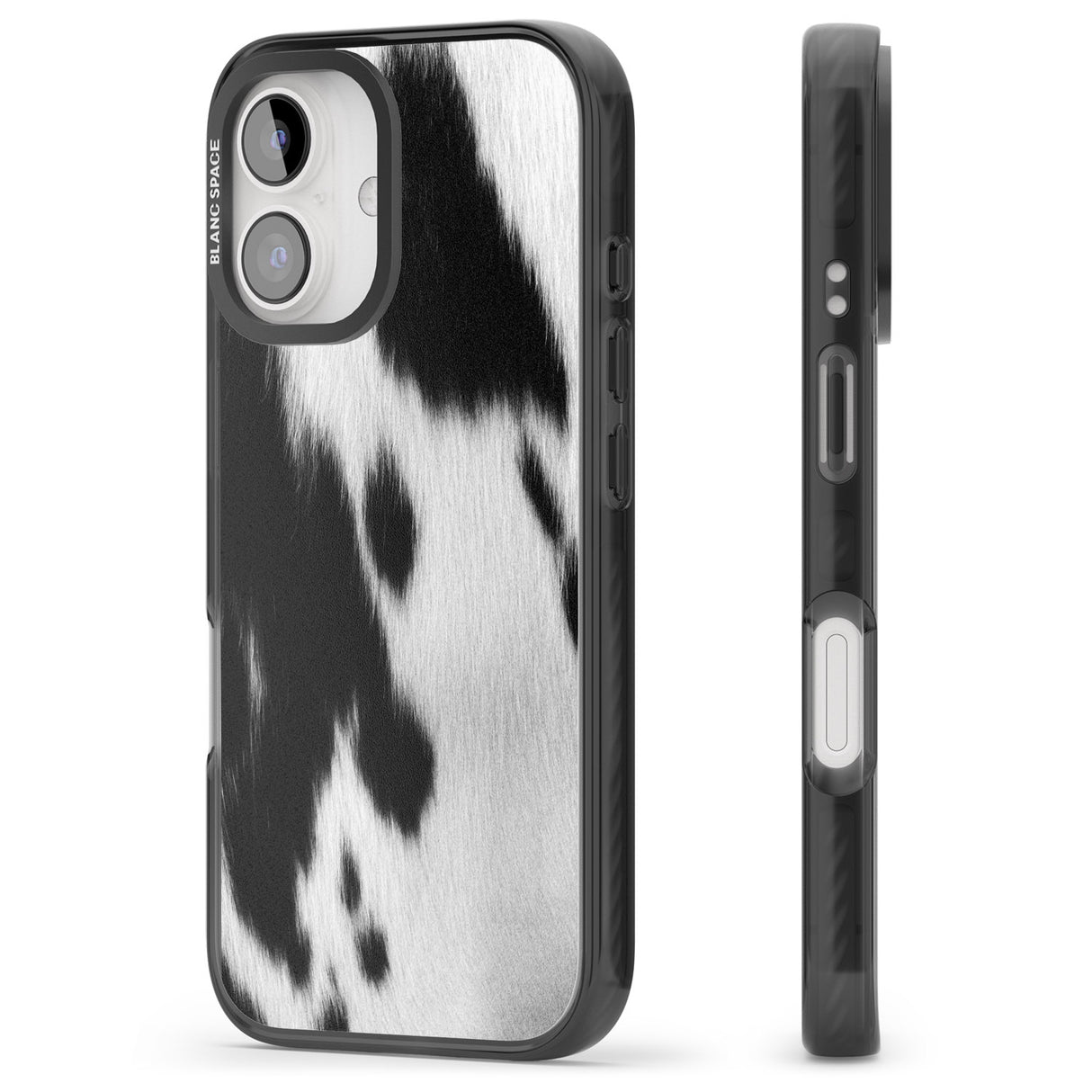 iPhone 16 Pro Max Designer Fashion Cowhide Black Impact Phone Case