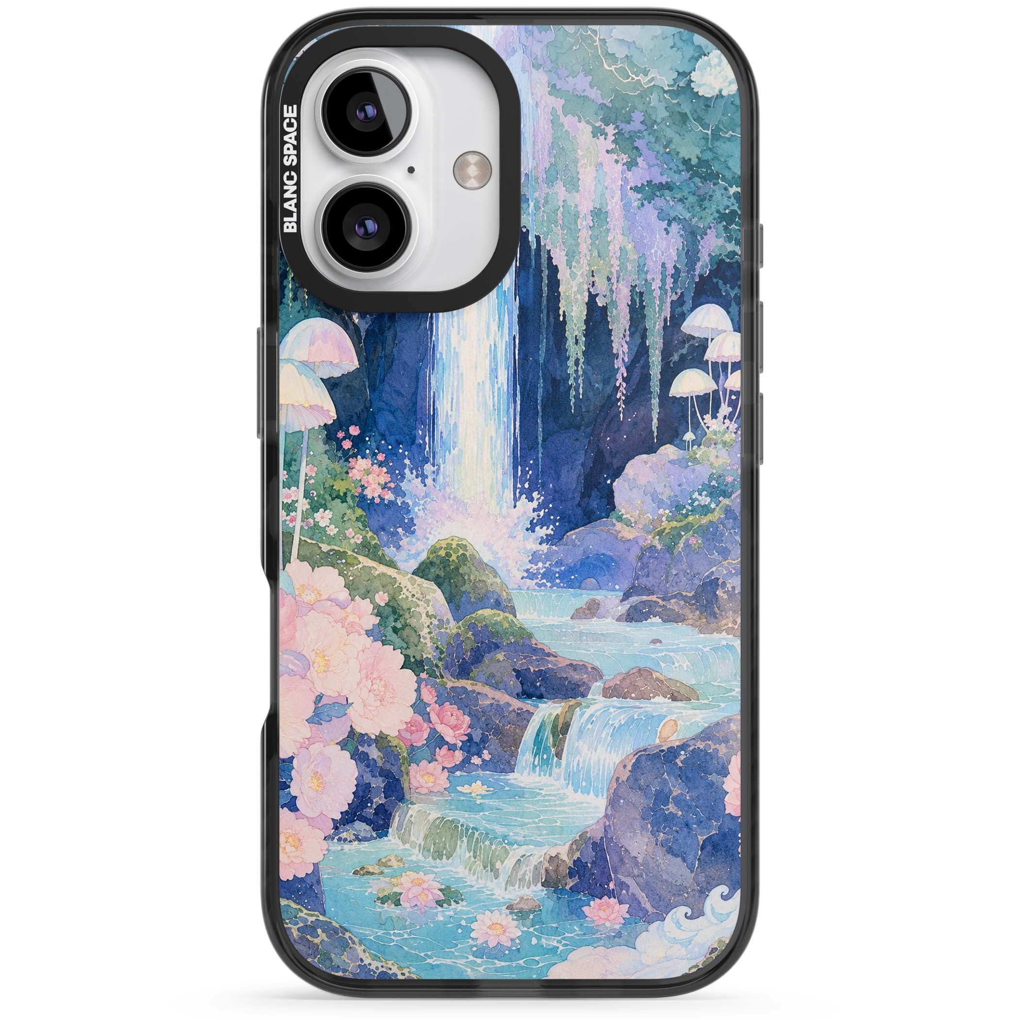 Mystic Waterfall art iPhone case | Black Impact Magsafe case for iPhone 16, iPhone 16 Plus