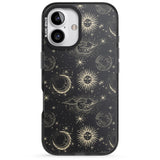 iPhone 16 Pro Max Large Suns, Moons & Clouds Astrological Black Impact Phone Case