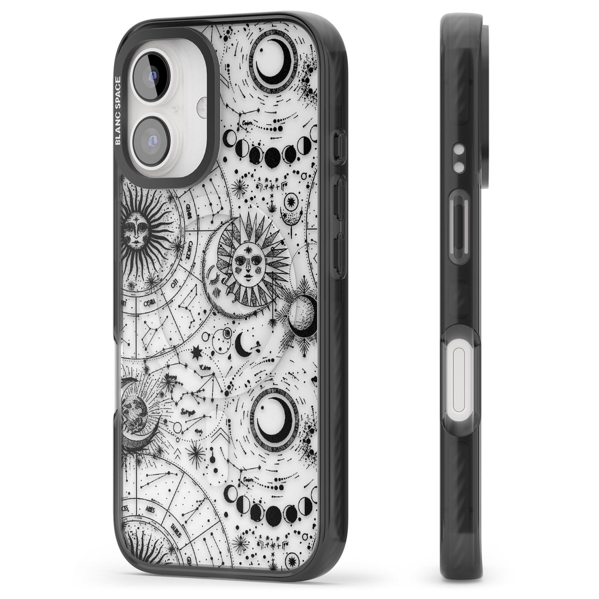 iPhone 16 Pro Max Suns, Moons, Zodiac Signs Astrological Black Impact Phone Case