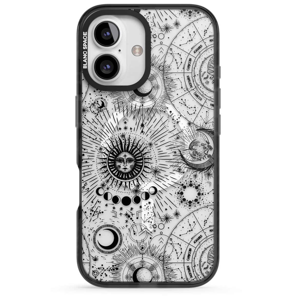 iPhone 16 Pro Max Transparent Suns & Zodiac Charts Black Impact Phone Case