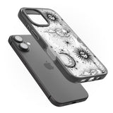 iPhone 16 Pro Max Transparent Suns, Moons & Clouds Black Impact Phone Case