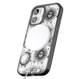 iPhone 16 Pro Max Transparent Suns, Moons & Clouds Black Impact Phone Case