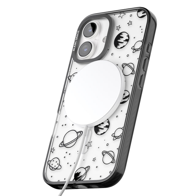 iPhone 16 Pro Max Cosmic Outer Space Design Black on Clear Black Impact Phone Case