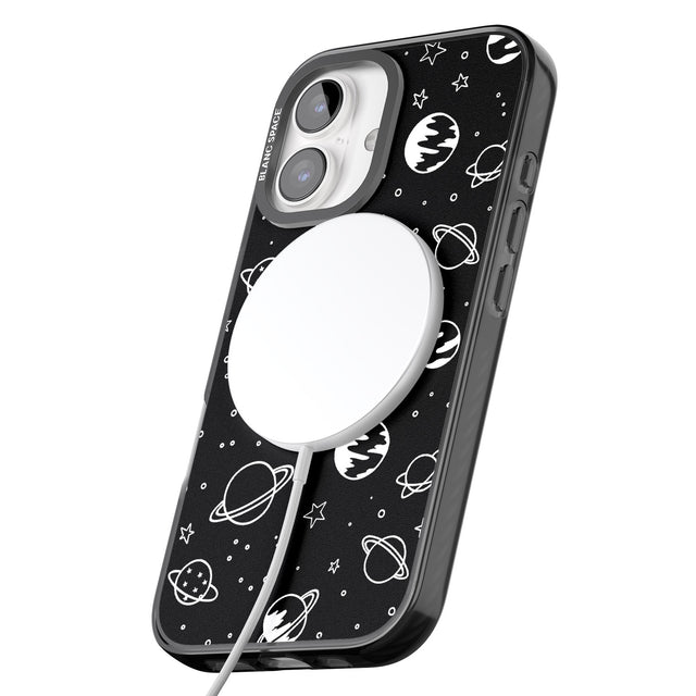 iPhone 16 Pro Max Cosmic Outer Space Design White on Black Black Impact Phone Case