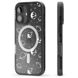 iPhone 16 Pro Max Cosmic Outer Space Design White on Clear Black Impact Phone Case