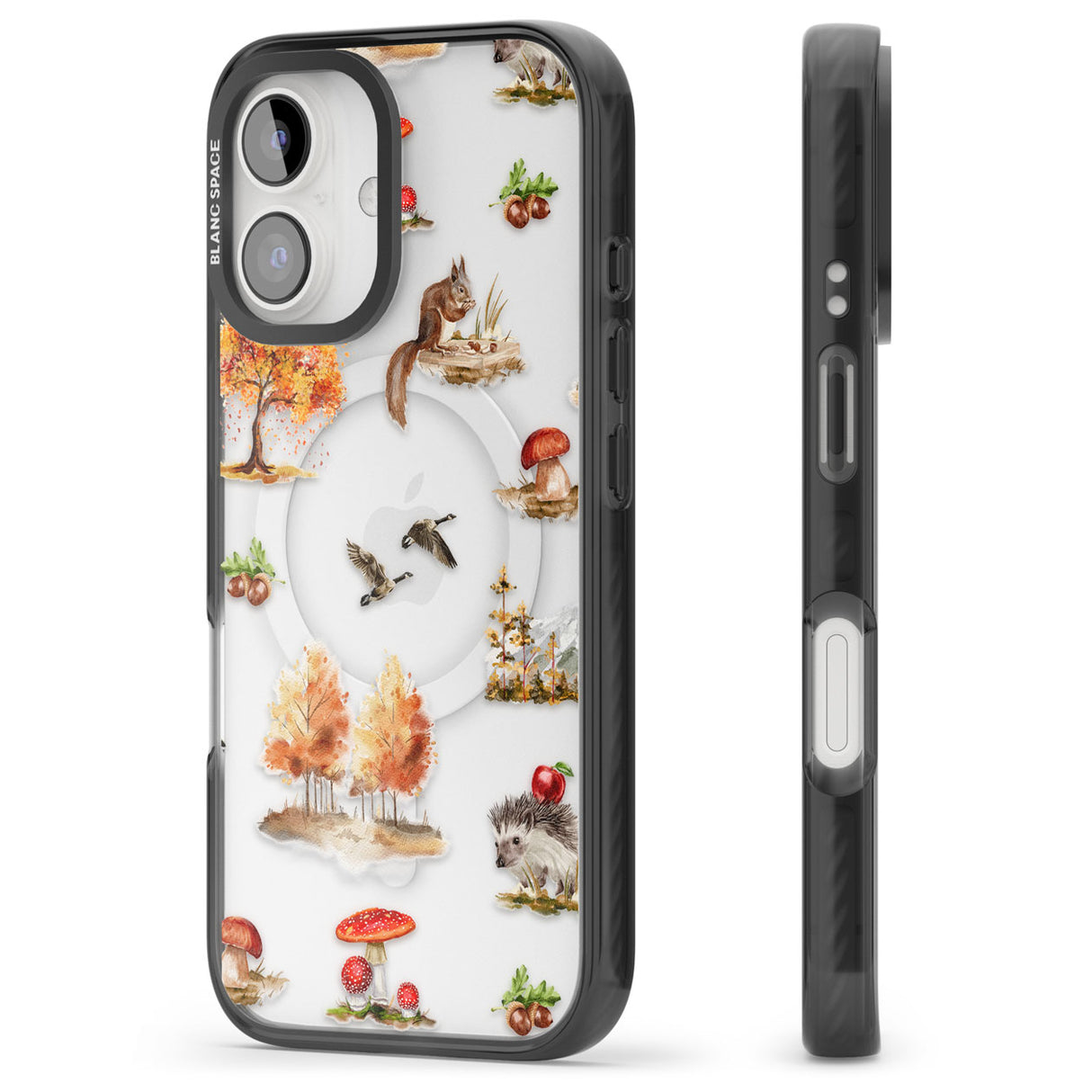 Fall Forest Friends Black Impact Magsafe Phone Case for iPhone 16, iPhone 16 Plus