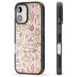 Autumn Line Pattern Black Impact Magsafe Phone Case for iPhone 16, iPhone 16 Plus