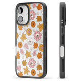 Autumn Leaves and Flowers Black Impact Magsafe Phone Case for iPhone 16, iPhone 16 Plus