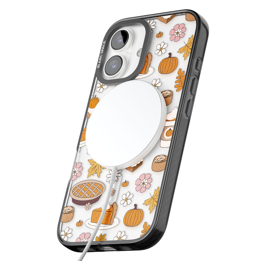 Pumpkin Pie & Autumn Treats Black Impact Magsafe Phone Case for iPhone 16, iPhone 16 Plus