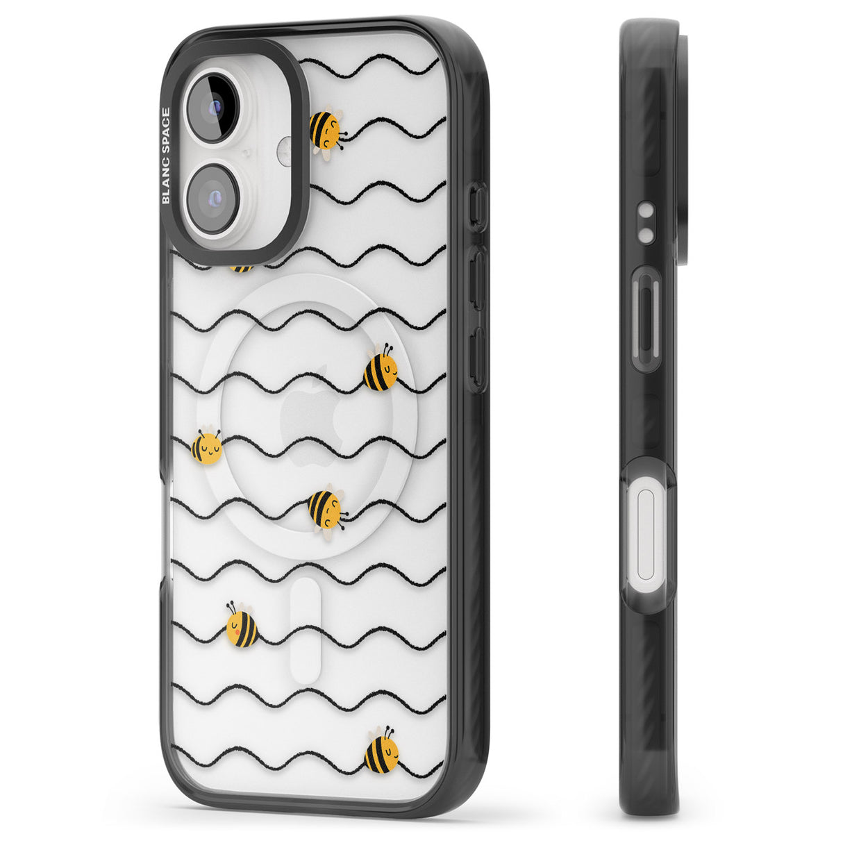 iPhone 16 Pro Max Sweet as Honey Patterns: Bees & Stripes (Clear) Black Impact Phone Case