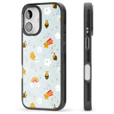 iPhone 16 Pro Max Sweet As Honey Patterns: Bees & Rainbows Black Impact Phone Case