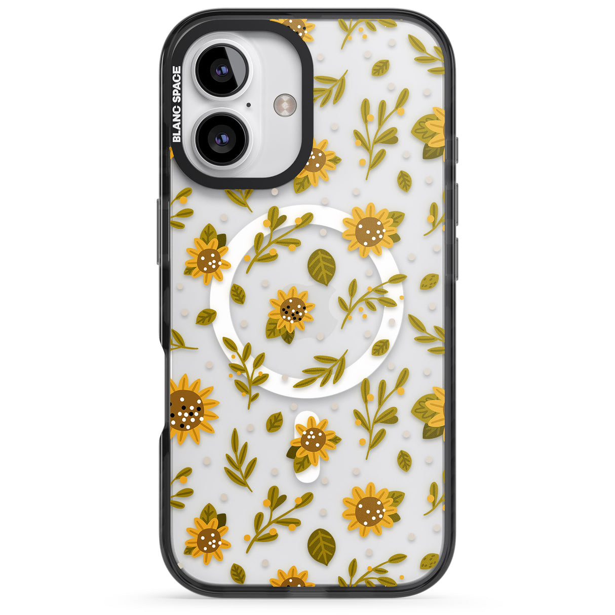 iPhone 16 Pro Max Sweet as Honey Patterns: Sunflowers (Clear) Black Impact Phone Case