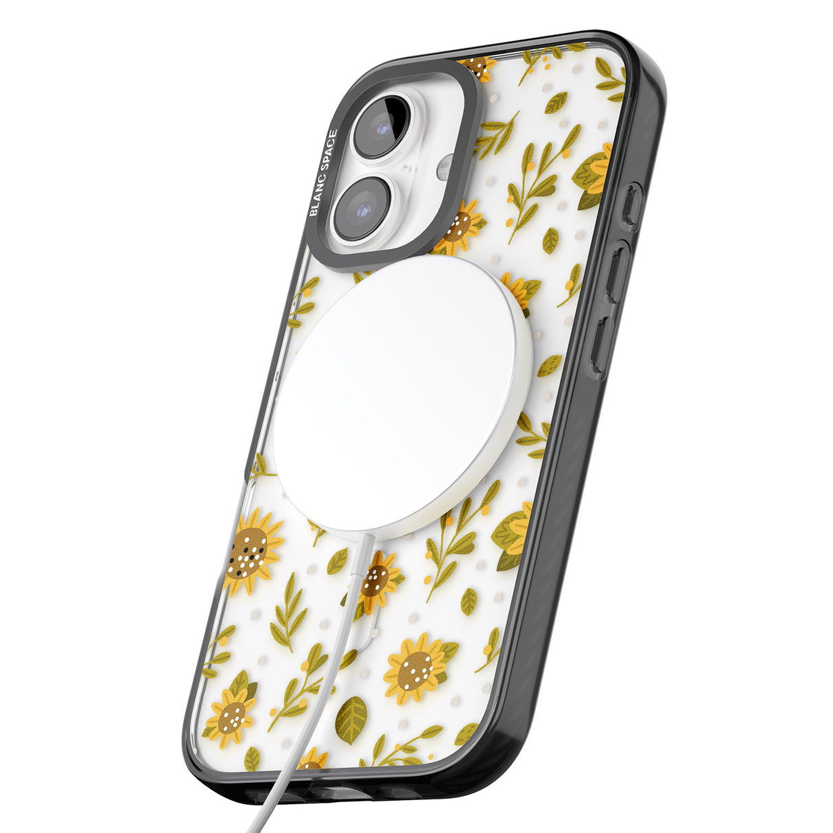 iPhone 16 Pro Max Sweet as Honey Patterns: Sunflowers (Clear) Black Impact Phone Case