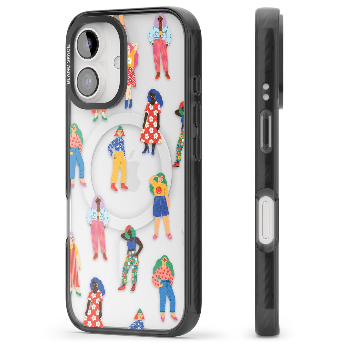 iPhone 16 Pro Max Girls Pattern Black Impact Phone Case