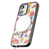 iPhone 16 Vibrant Shrooms Clear Impact Phone Case