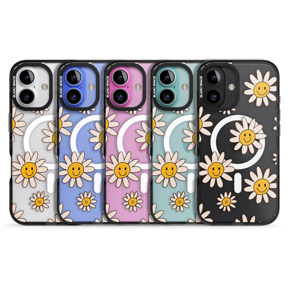 iPhone 16 Daisy Faces Clear Impact Phone Case