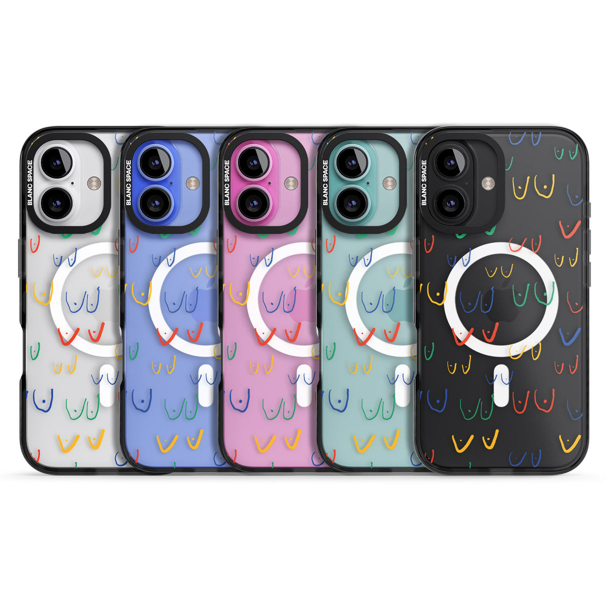 iPhone 16 Pro Max Free the boob (Mixed Colours) Black Impact Phone Case