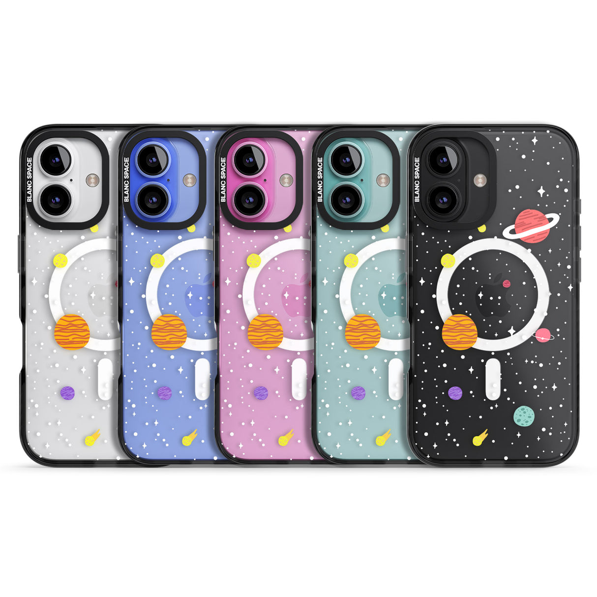 iPhone 16 Pro Max Cute Cartoon Planets (Clear) Black Impact Phone Case