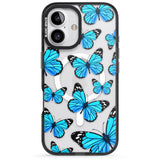 iPhone 16 Pro Max Blue Butterflies Black Impact Phone Case