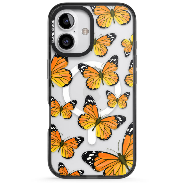 iPhone 16 Pro Max Sun-Yellow Butterflies Black Impact Phone Case