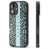 iPhone 16 Pro Max Personalised Blue Leopard Spots Black Impact Phone Case