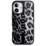 iPhone 16 Pro Max Personalised Snow Leopard Print Black Impact Phone Case